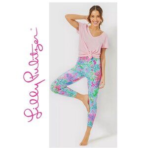 Lilly Pulitzer Luxletic High-Rise Midi Legging Celestial Blue ~Cay To My Heart S